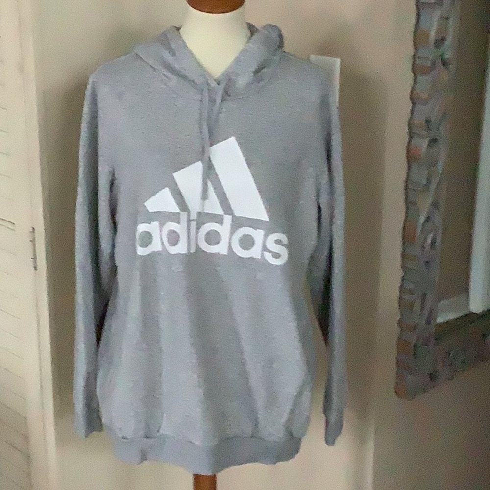 Adidas Heather Gray Hoodie with Logo